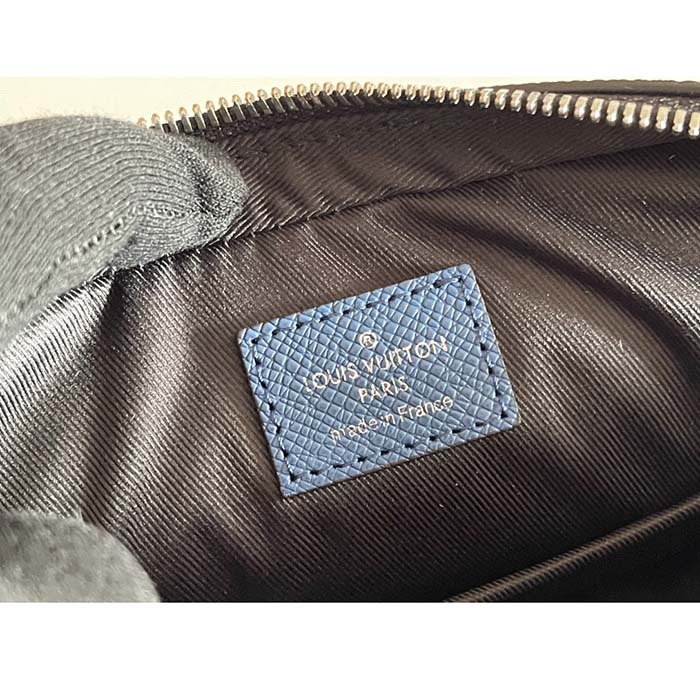 Louis Vuitton LV Unisex Trio Messenger Cobalt Blue Monogram Coated Canvas Taiga Cowhide Leather