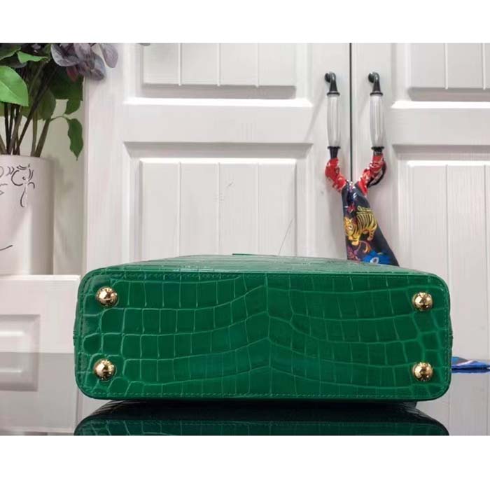 Louis Vuitton LV Women Capucines BB Handbag Green Crocodilien Brillant Savoir Faire