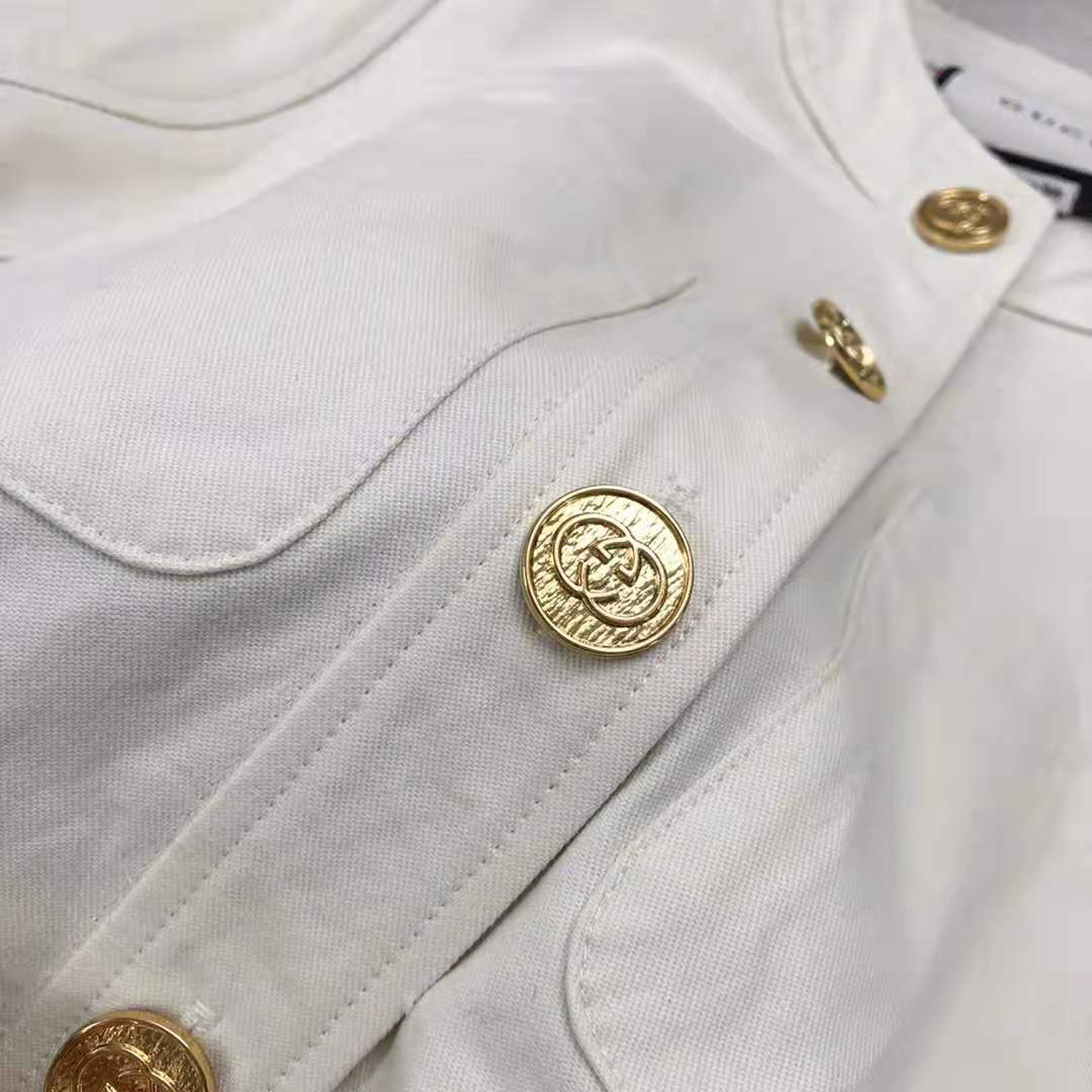 Gucci Women Cady Silk Wool Vest with Double G-White