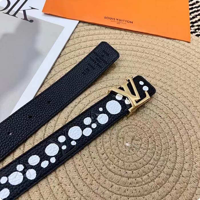 Louis Vuitton Unisex LV x YK LV Initiales 30 MM Reversible Infinity Dots Belt Black Leather