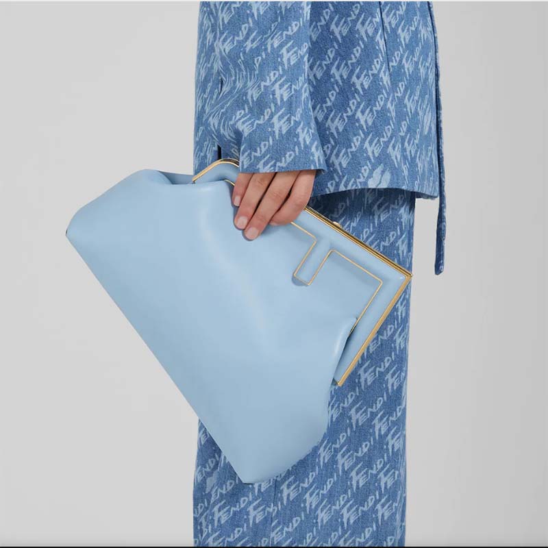 Fendi Women First Medium Light Blue Leather Bag