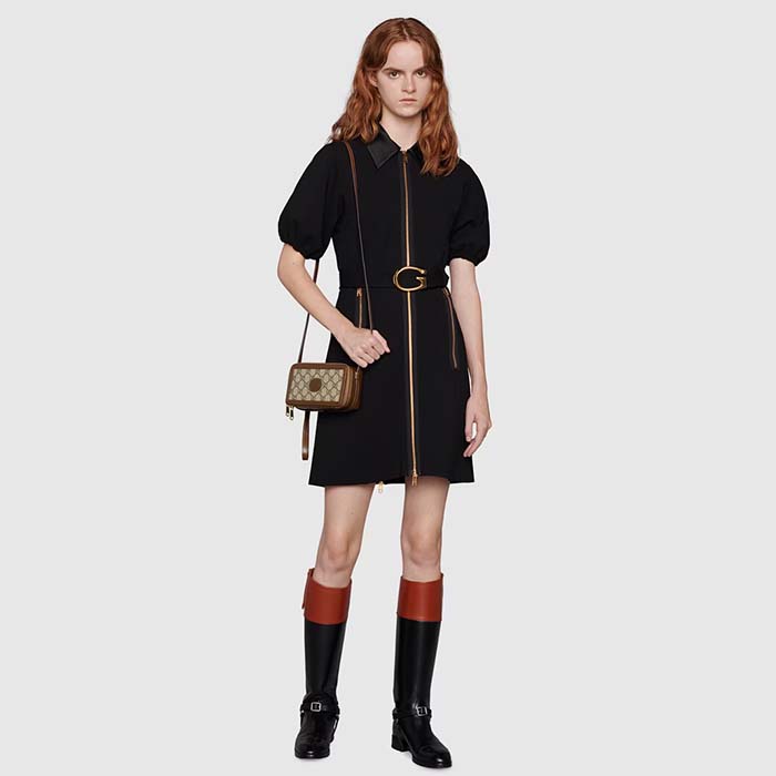 Gucci Unisex GG Mini Bag Interlocking G Beige Ebony GG Supreme Fabric