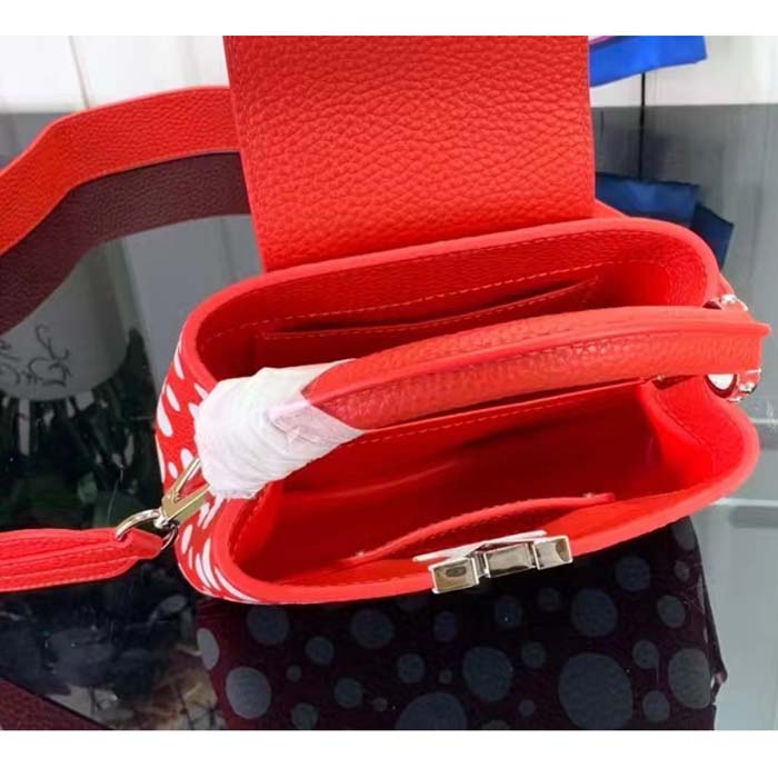 Louis Vuitton Women LV x YK Capucines Mini Red Taurillon Bull Calf Leather Infinity Dots Print