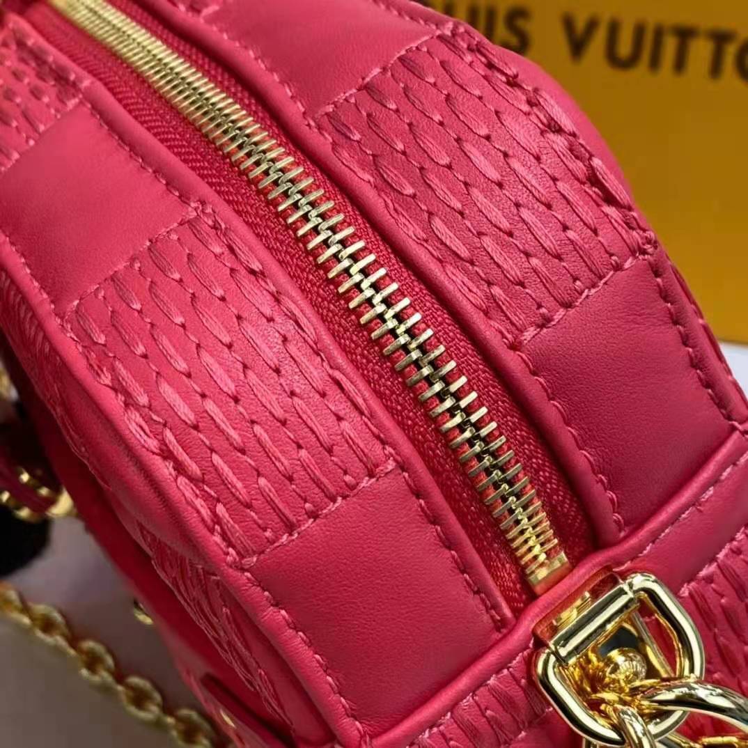 Louis Vuitton LV Women Troca PM Handbag Pink Damier Quilt Lambskin S-Lock Double Zip