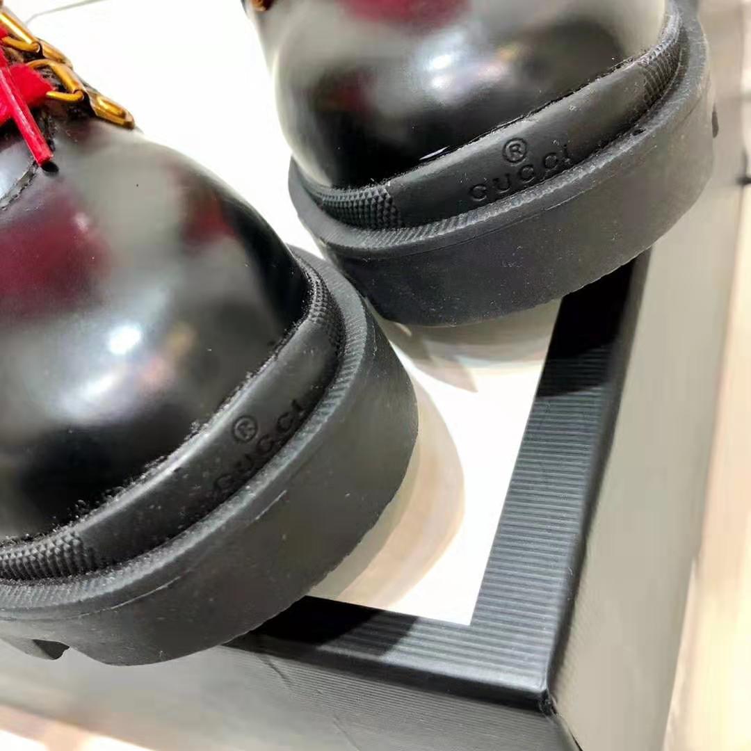 Gucci Women Gucci Leather Ankle Boot in Black Shiny Leather 7.6 cm