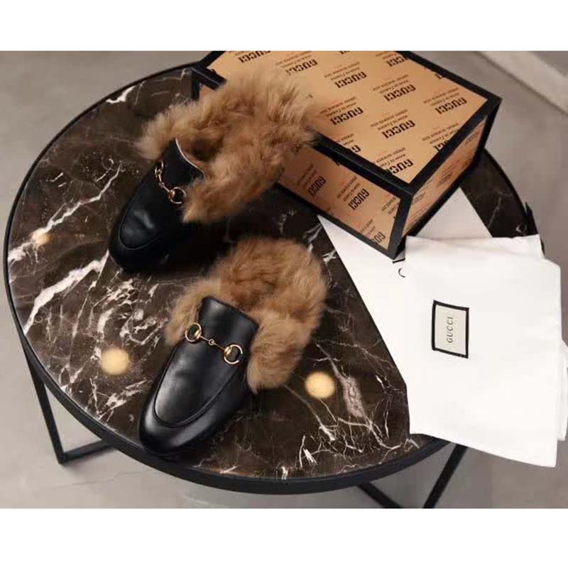 Gucci GG 2015 Re-Edition Women’s Princetown Black Metal-Free Tanned Leather Flat