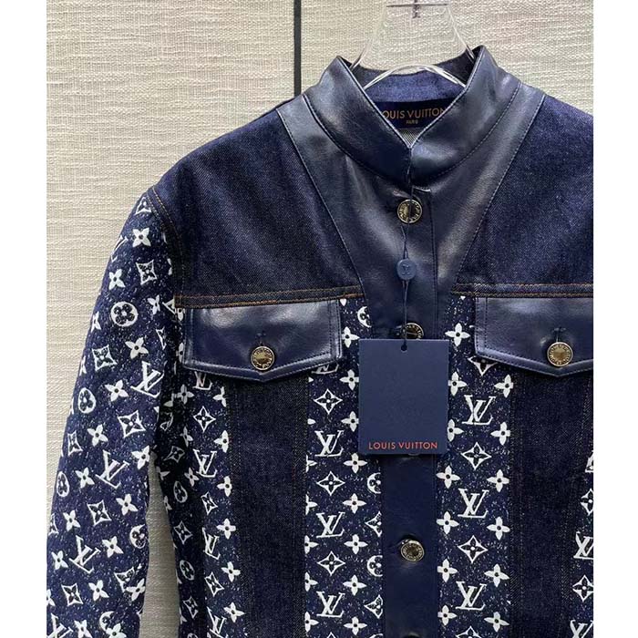 Louis Vuitton Women LV NIGHT Monogram Denim Jacket Cotton Navy
