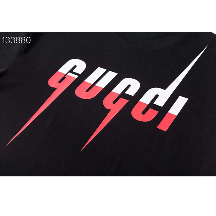 Gucci Women GG T-Shirt Gucci Blade Print Black Cotton Jersey Crewneck