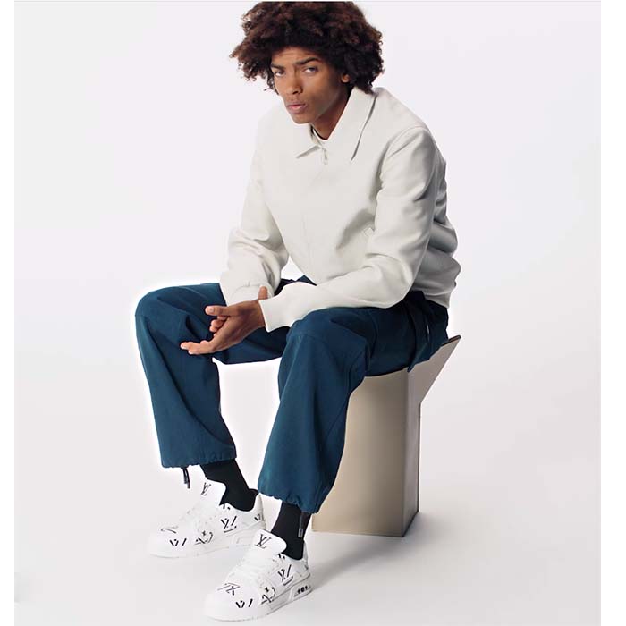 Louis Vuitton Unisex LV Trainer Sneaker Black Mix Sustainable Materials Monogram Flowers