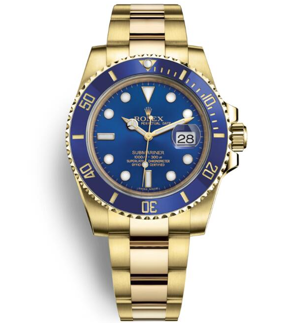 Rolex Submariner Date Blue Dial 18k Yellow Gold 41mm