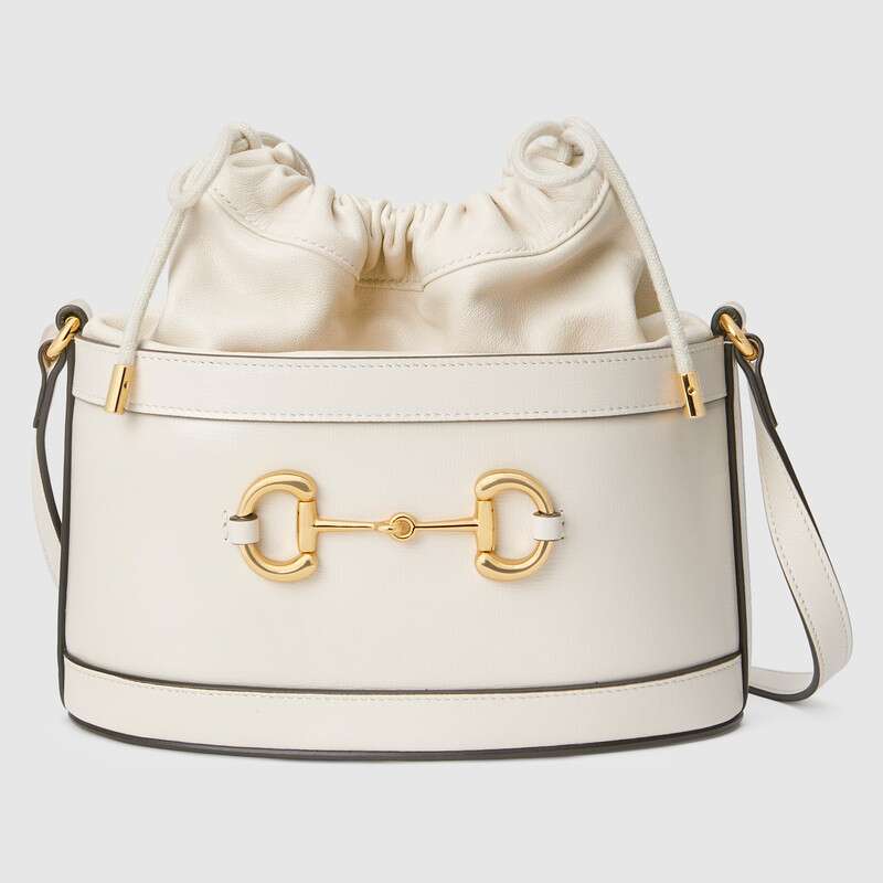 Gucci GG Women Gucci 1955 Horsebit Bucket Bag in Textured Leather Bottom