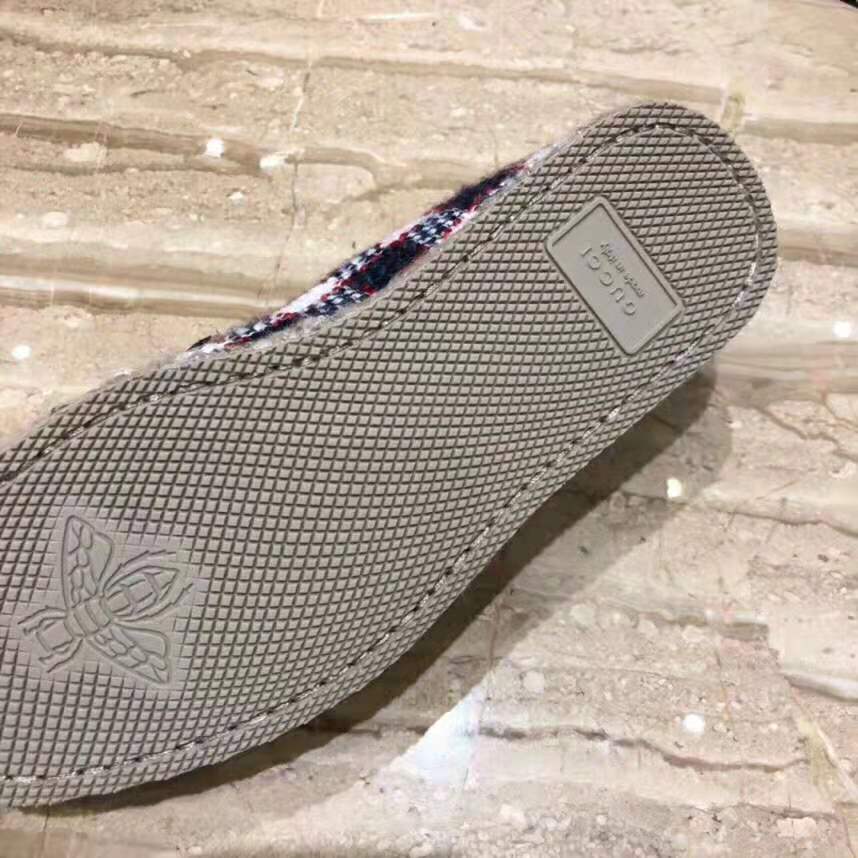 Gucci Unisex GG Check Tweed Loafer in Blue White and Red Check Tweed