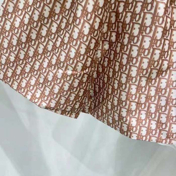 Dior CD Women Skort Melocoton Pink Technical Taffeta Jacquard Dior Oblique Motif