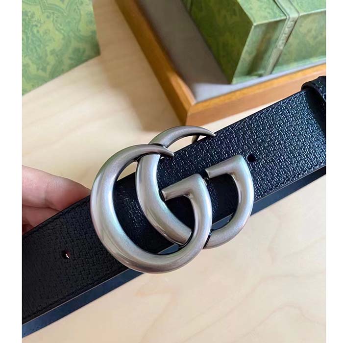 Gucci Unisex Marmont Belt Maxi GG Canvas Black Double G Buckle 3.8 CM Width