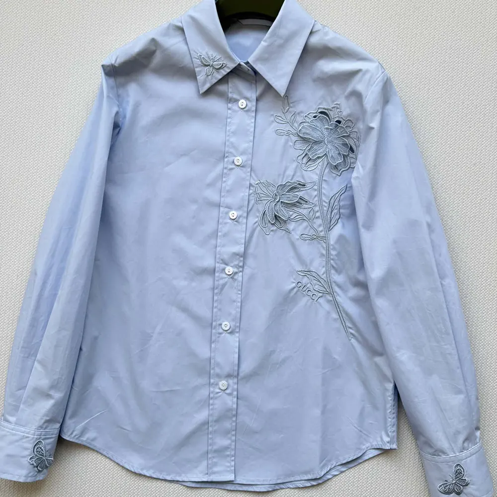 Gucci Women Cotton Poplin Shirt with Embroidery 835799Z7ADR