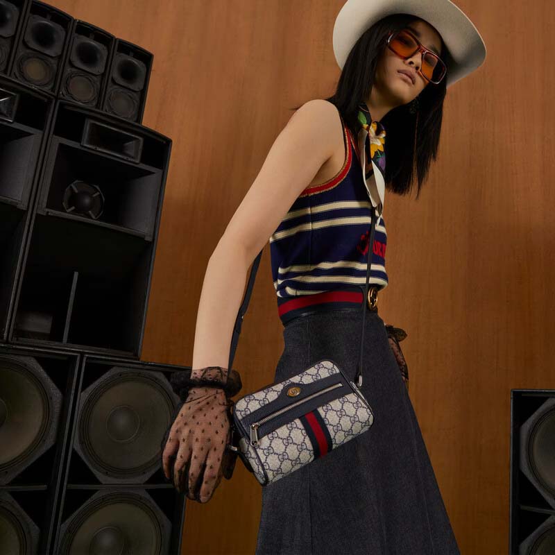 Gucci Unisex Ophidia GG Mini Bag Beige Blue GG Supreme Canvas