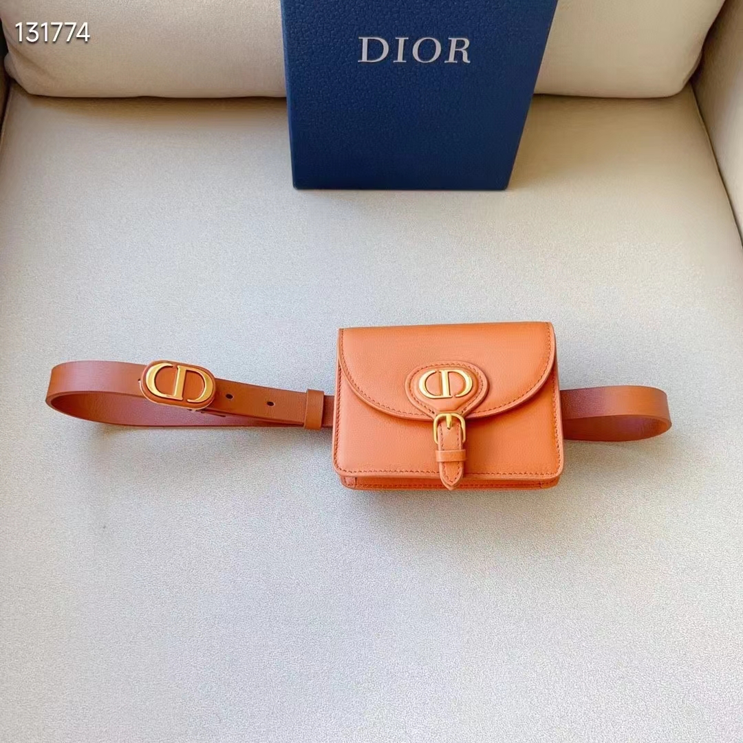 Dior CD Women Dior Bobby Belt Removable Pouch Orange Smooth Calfskin 20 MM Width