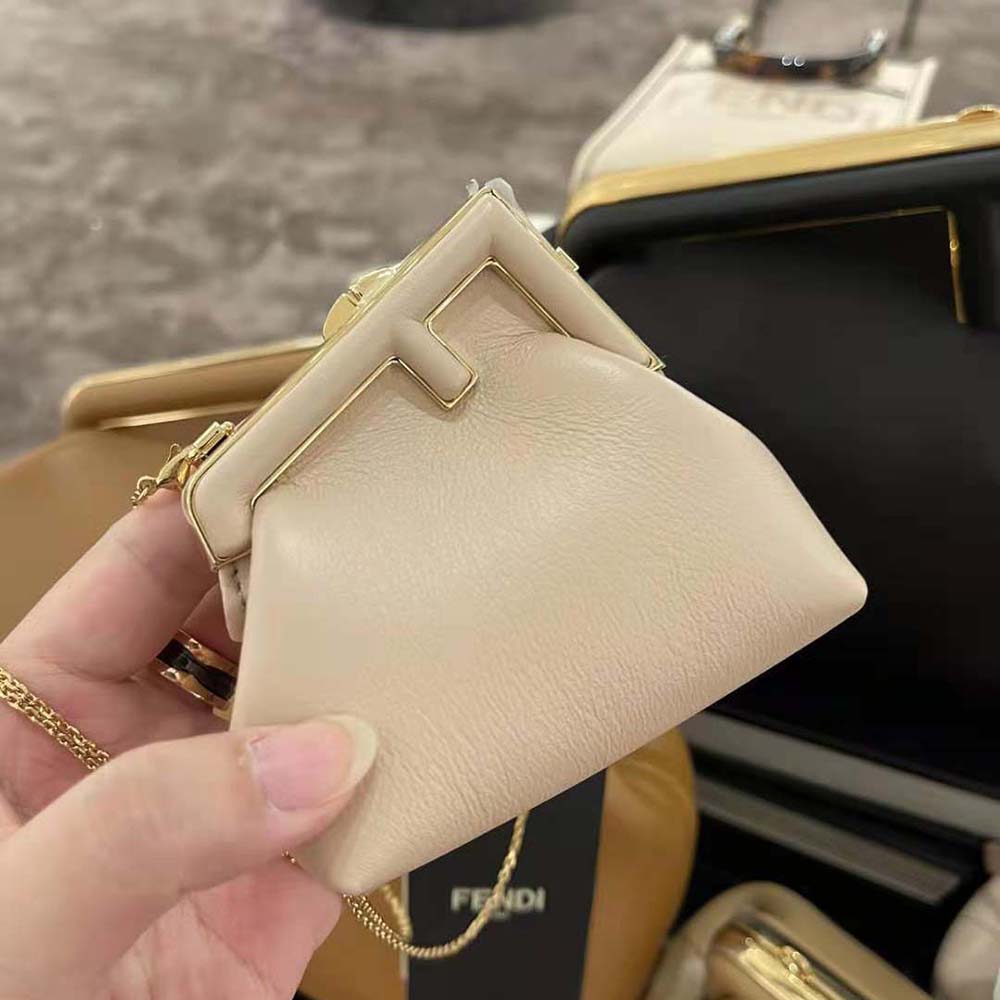 Fendi Women Nano Fendi First Charm Nappa Leather-Beige