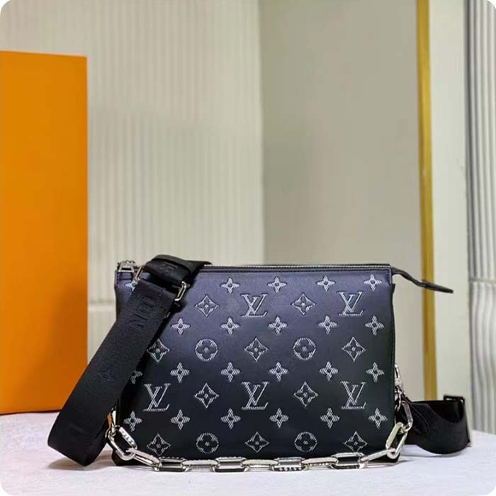 Louis Vuitton LV Women Coussin BB Handbag Black Glass Beads Polyester Satin