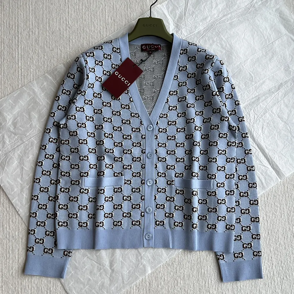 Gucci Women Wool Jacquard Cardigan with GG Shadow 798137XKD8R4544