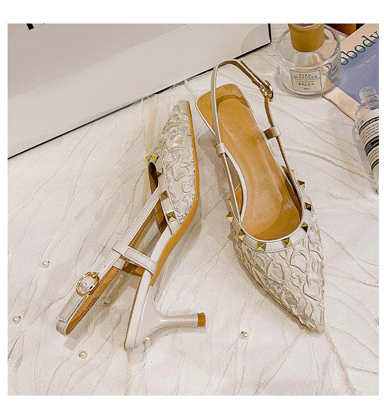 New style rivet buckle pointed toe high heels 1024022102