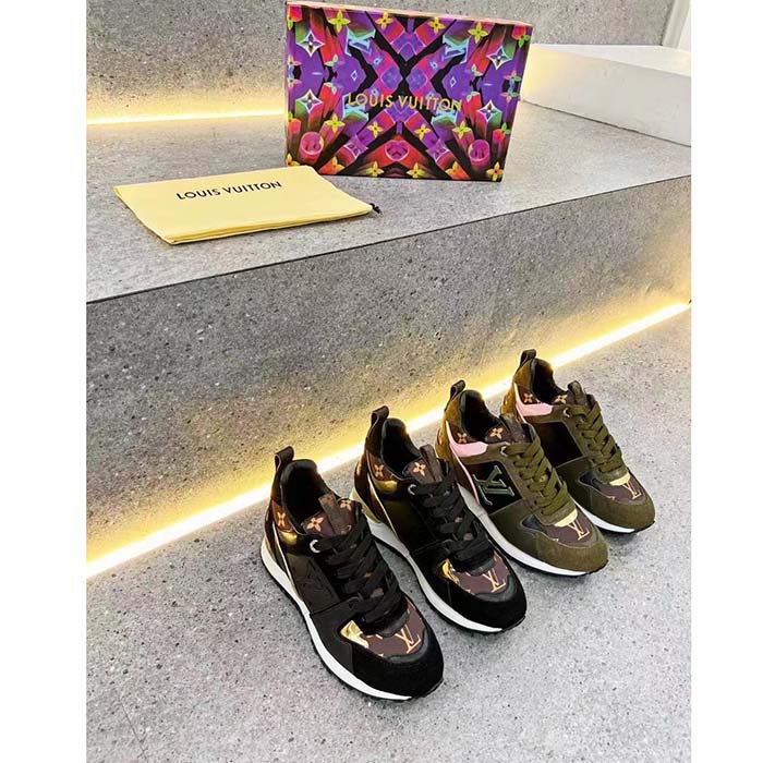 Louis Vuitton LV Unisex Run Away Sneaker Khaki Green Suede Calf Leather Monogram