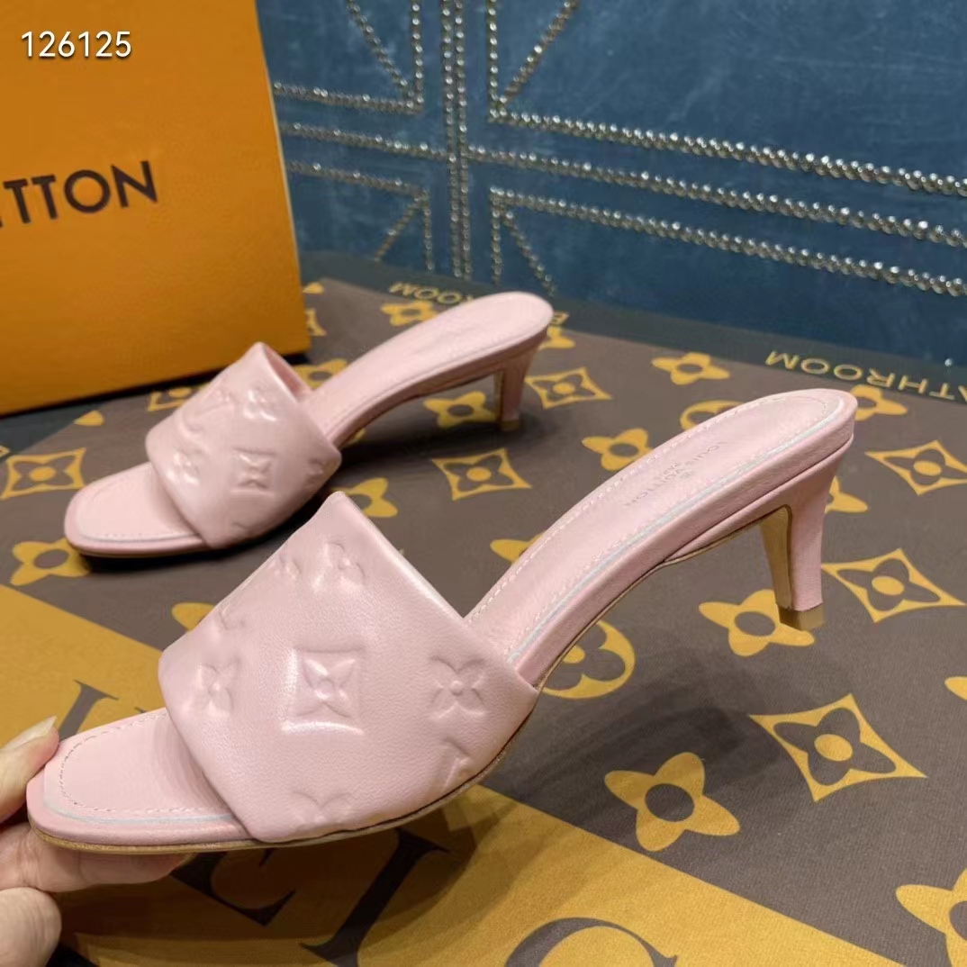 Louis Vuitton LV Women Revival Mule Pink Monogram Embossed Lambskin 5.5 cm Heel