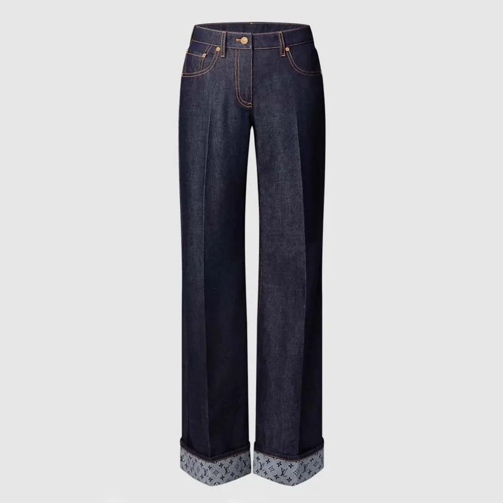 Louis Vuitton Women Cuffed Hem Flared Jeans 1AI152