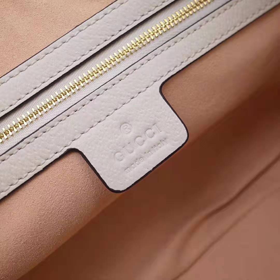 Gucci GG Women Ophidia Medium Top Handle Bag in White Leather