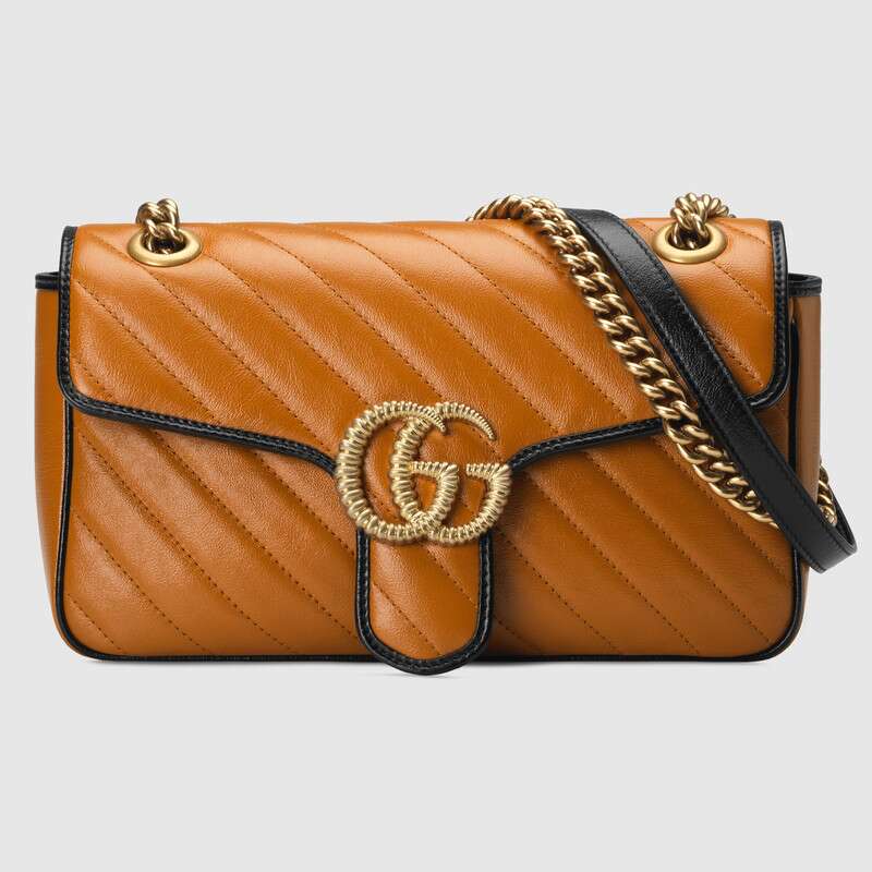 Gucci GG Women GG Marmont Small Shoulder Bag in Diagonal Matelassé Leather