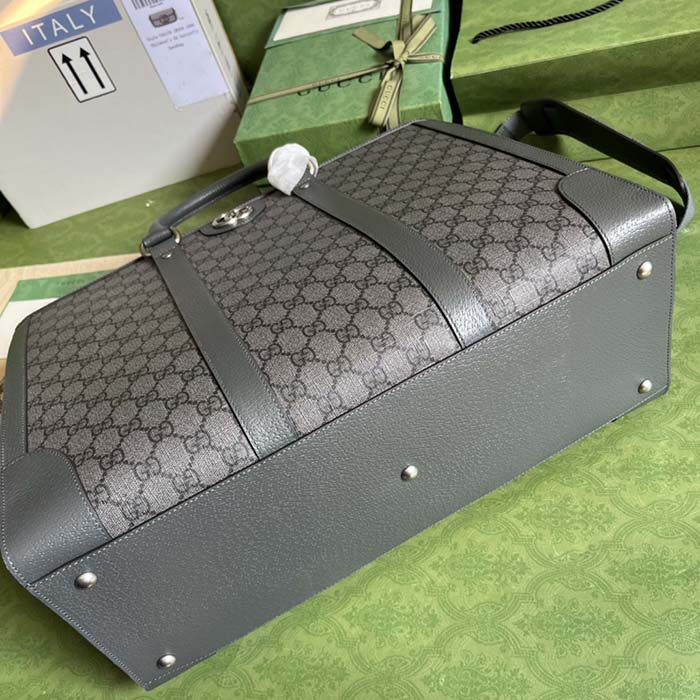 Gucci Unisex GG Ophidia Large Tote Bag Grey Black GG Supreme Canvas