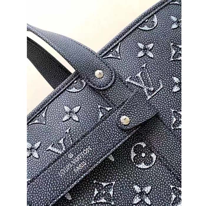 Louis Vuitton LV Unisex Tote Journey Carryall Bag Black Charcoal Cowhide Leather