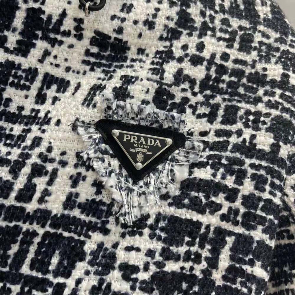 Prada Women Printed Fabric and Re-Nylon Jacket-Black