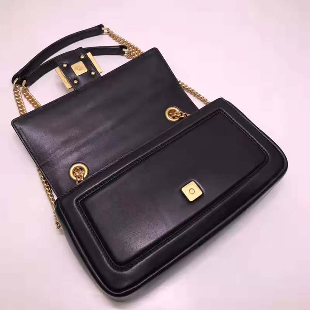 Fendi Women Baguette Chain Black Nappa Leather Bag