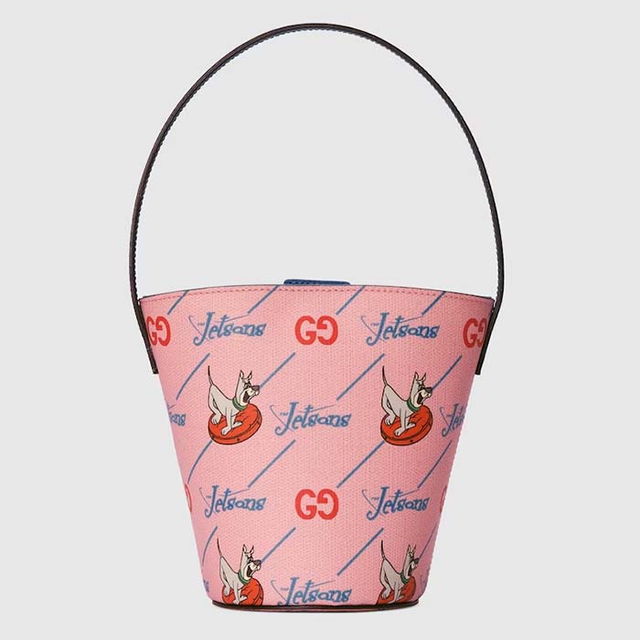 Gucci Children’s Printed Bucket Bag GG The Jetsons Print Pink Supreme Canvas