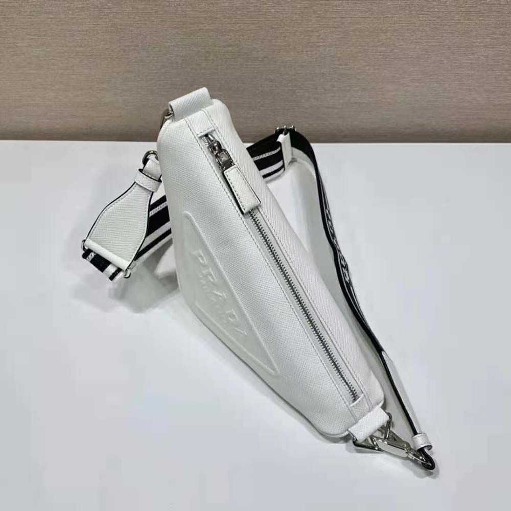 Prada Women Saffiano Prada Triangle Bag-White