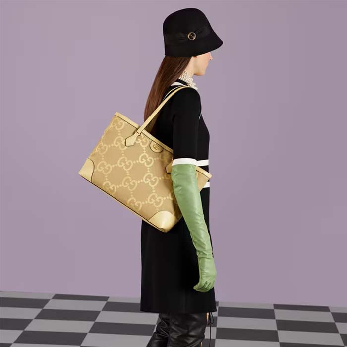Gucci Unisex Ophidia Jumbo GG Medium Tote Beige Banana Double G
