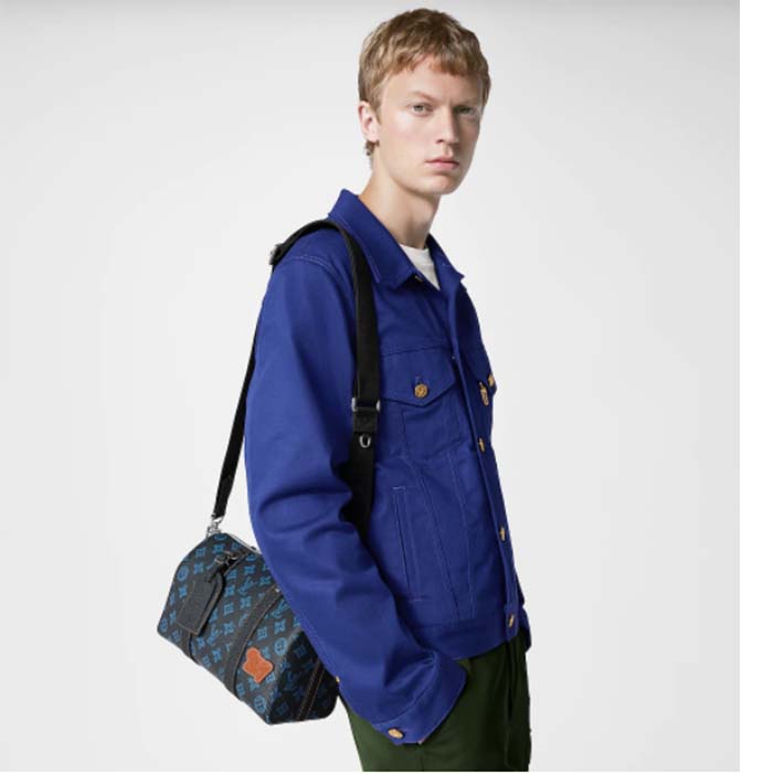 Louis Vuitton LV Unisex City Keepall Blue Monogram Coated Canvas Cowhide