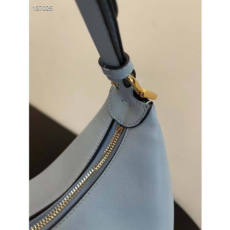 Fendi Women FF Fendigraphy Small Light Blue Leather Bag