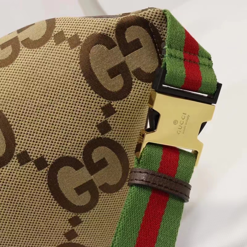 Gucci Unisex Jumbo GG Belt Bag Camel Ebony Canvas Green Red Web