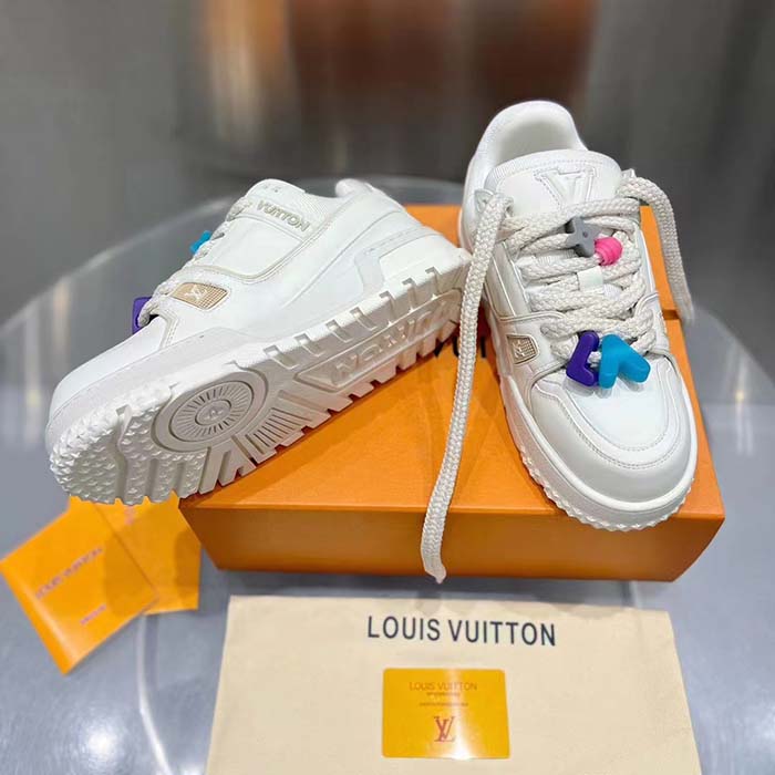 Louis Vuitton Unisex LV Trainer Maxi Sneaker White Mix of Materials Rubber