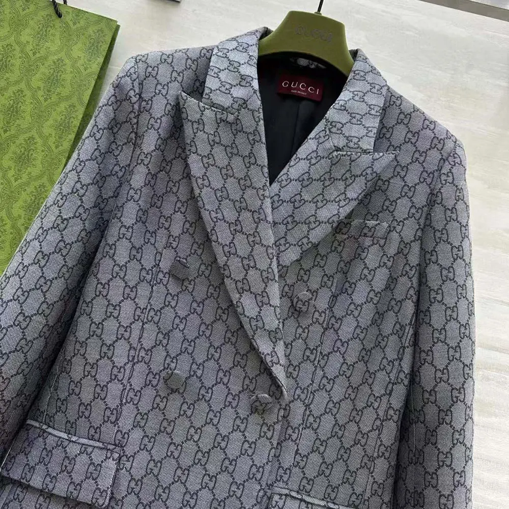 Gucci Men GG Wool Jacquard Jacket-Grey