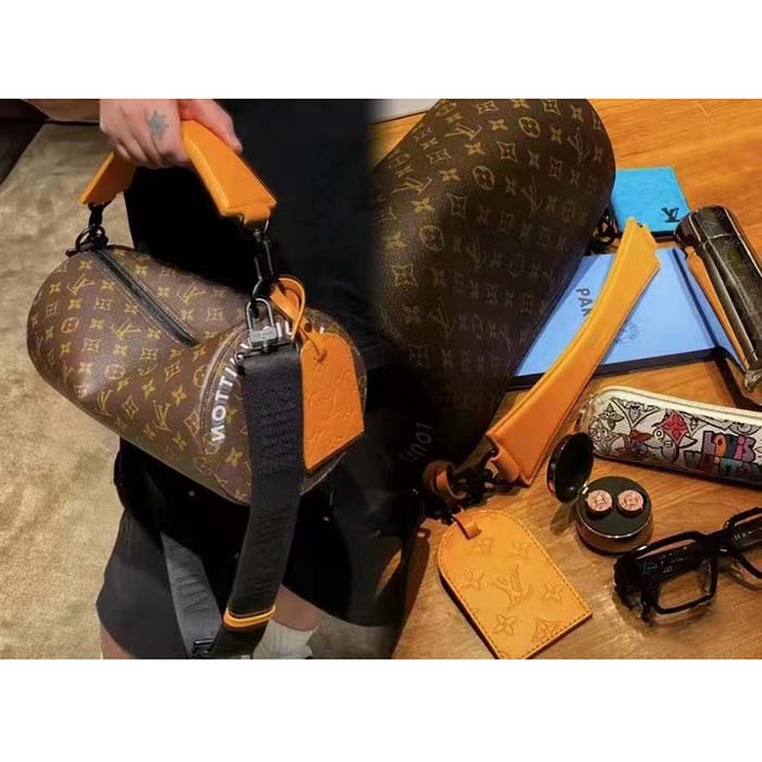 Louis Vuitton LV Unisex Soft Polochon MM Radiant Sun Monogram Macassar Coated Canvas