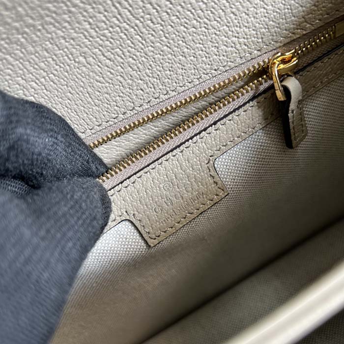 Gucci Women Ophidia GG Small Top Handle Bag Beige White Supreme Canvas