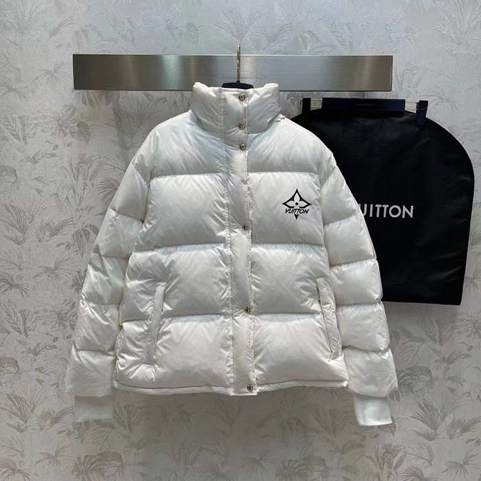 Louis Vuitton Women LV SKI Glossy Nylon Puffer Jacket Polyamide White