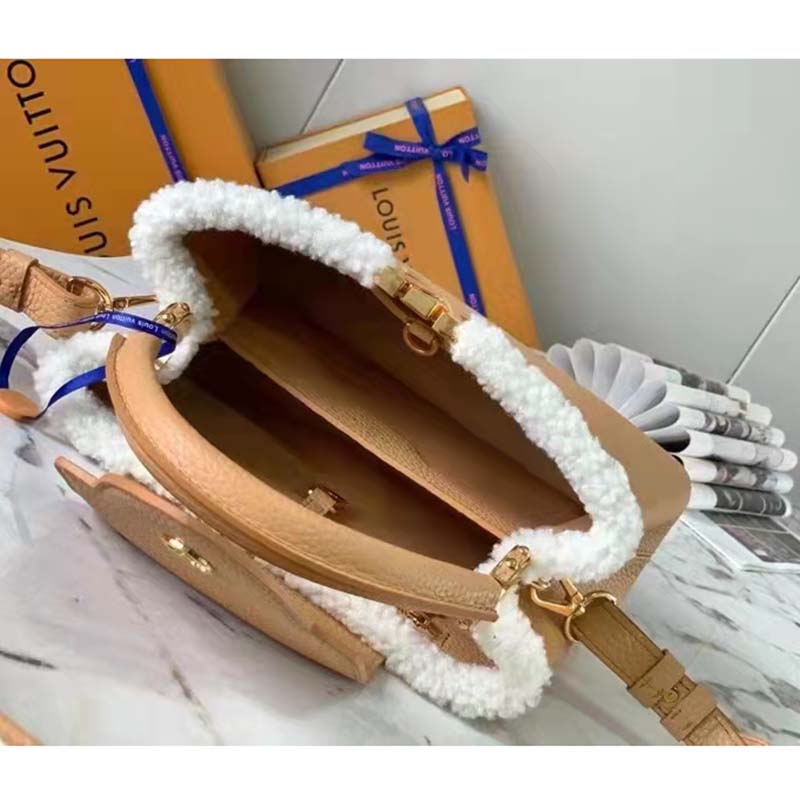 Louis Vuitton LV Women Capucines BB Bag Arizona Taurillon Leather Shearling