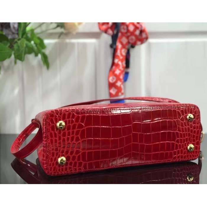 Louis Vuitton LV Women Capucines MM Handbag Red Crocodilien Brillant Savoir Faire