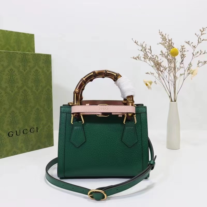 Gucci GG Women Gucci Diana Mini Tote Bag Green Leather Double G