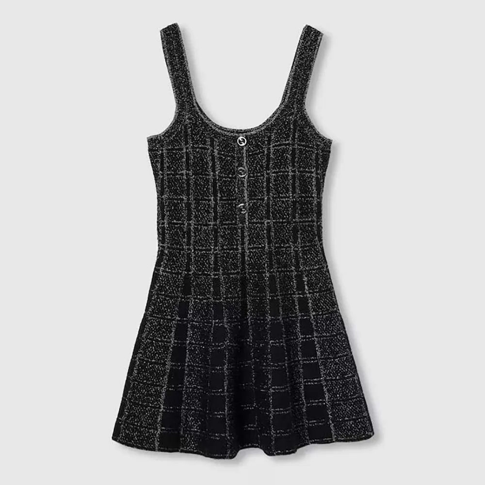 Gucci Women Wool and Lame Check Jacquard Dress 812132XKEDI1138