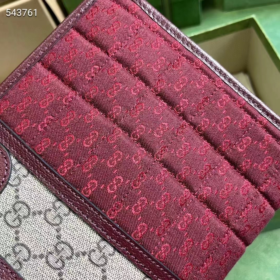 Gucci Unisex Mini GG Canvas Pouch Burgundy Quilted Beige Ebony Supreme